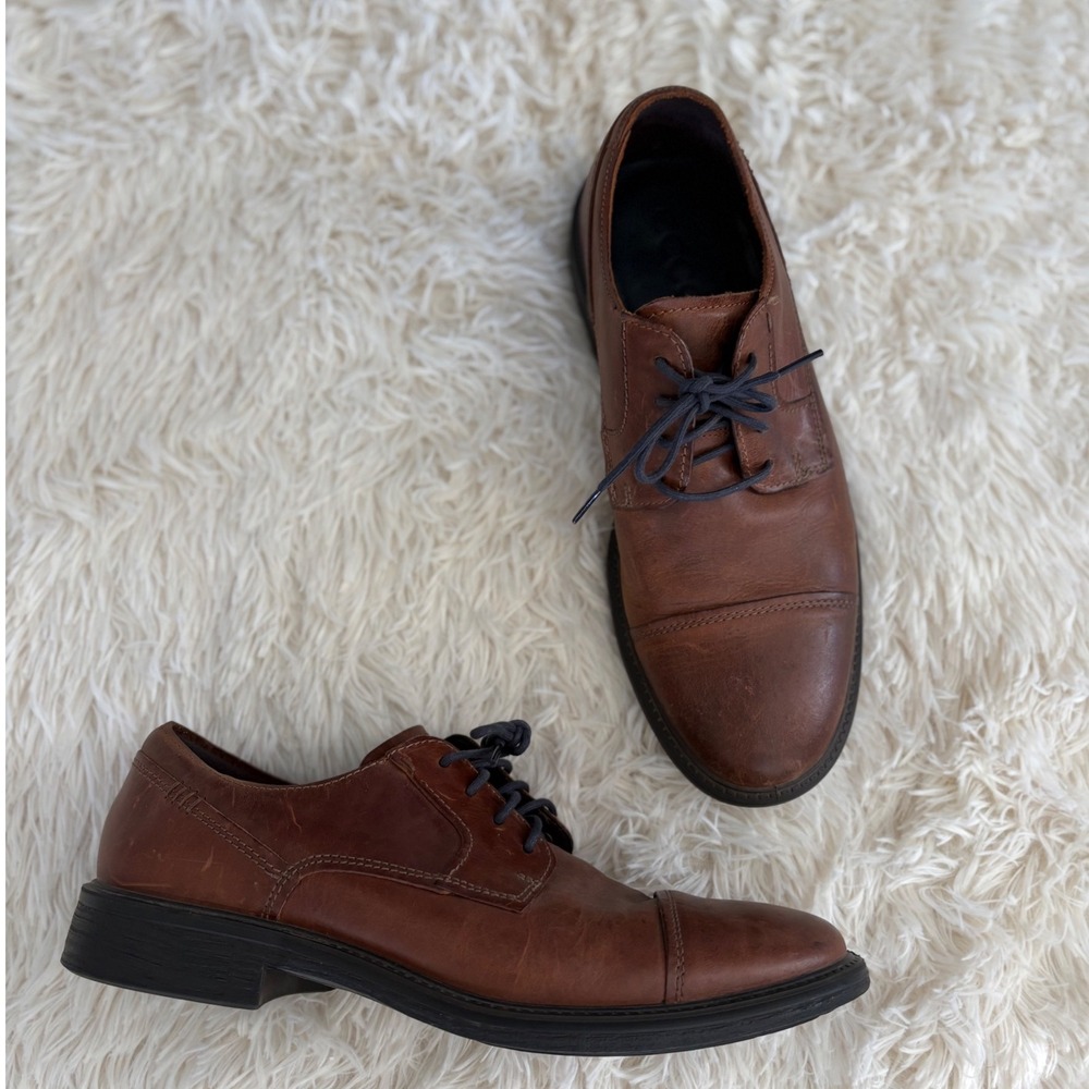 Ecco Brown Leather Dress Shoes‎ Cap Toe Lace Up Oxfords Men's 10